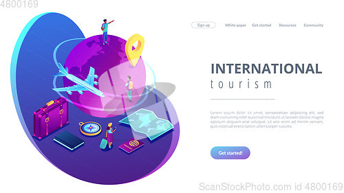 Image of Global travelling isometric 3D landing page.