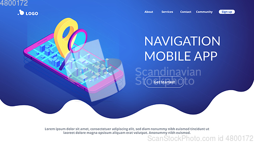 Image of Mobile tracking soft isometric 3D landing page.