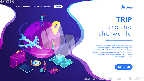 Image of Global travelling isometric 3D landing page.