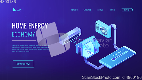 Image of Air conditioning concept isometric 3D landing page.