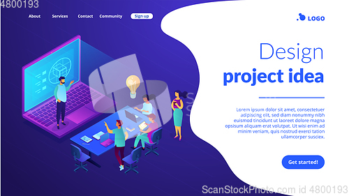 Image of Design strategy isometric 3D landing page.