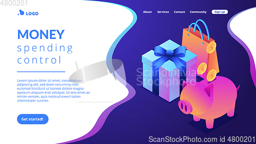 Image of Cash savings isometric 3D landing page.