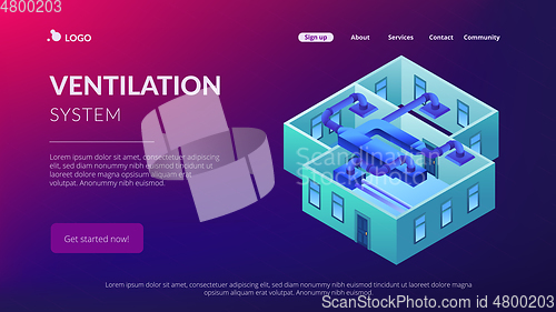 Image of Ventilation system concept isometric 3D landing page.