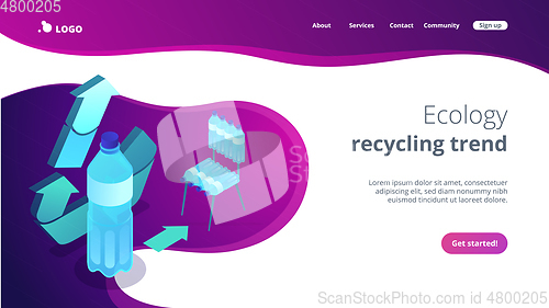 Image of Upcycling process isometric 3D landing page.