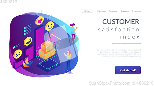 Image of Get clients feedback isometric 3D landing page.