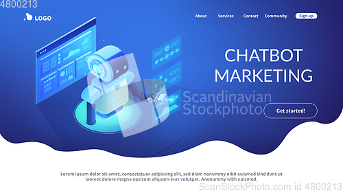 Image of Automated data analysis isometric 3D landing page.