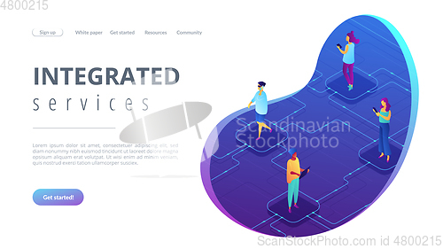 Image of Social network isometric 3D landing page.