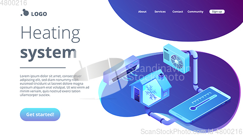 Image of Air conditioning concept isometric 3D landing page.