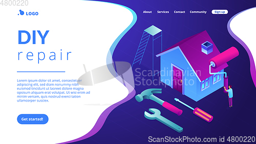 Image of DIY repair concept isometric 3D landing page.