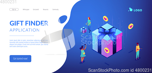 Image of Choosing gift idea isometric 3D landing page.
