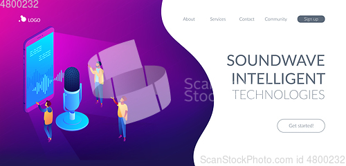 Image of Personal voice assistant isometric 3D landing page.