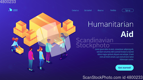 Image of Humanitarian aid isometric 3D landing page.