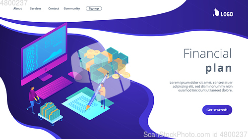 Image of Cash flow statement isometric 3D landing page.