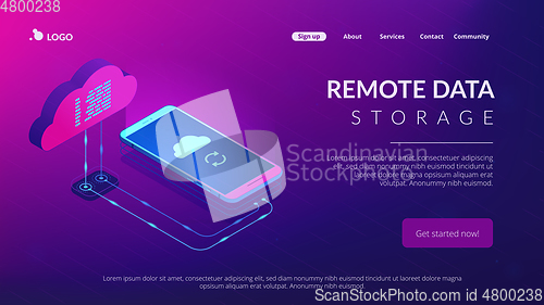 Image of Cloud connection isometric 3D landing page.