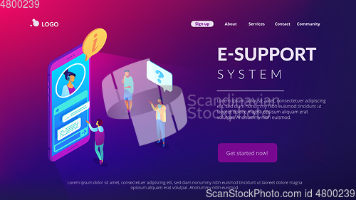 Image of Customer self-service isometric 3D landing page.