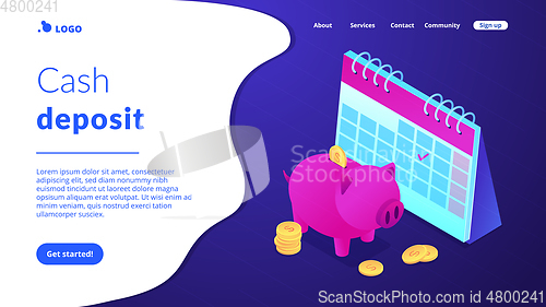 Image of Cash deposit isometric 3D landing page.