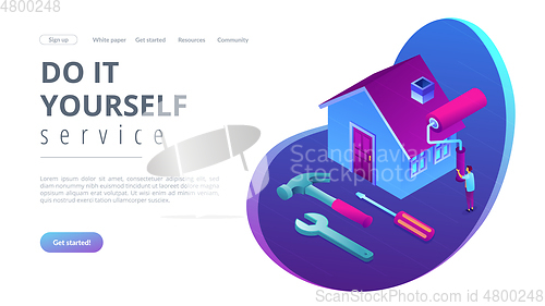 Image of DIY repair concept isometric 3D landing page.