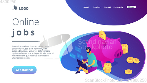 Image of Online jobs isometric 3D landing page.