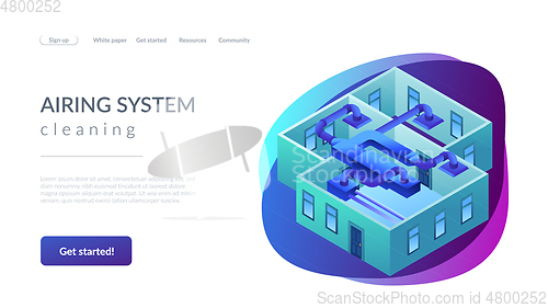 Image of Ventilation system concept isometric 3D landing page.