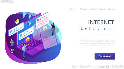 Image of Internet trolling isometric 3D landing page.