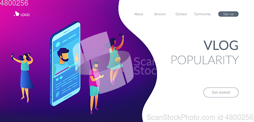 Image of Vlog isometric 3D landing page.