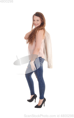 Image of Portrait of young smiling woman