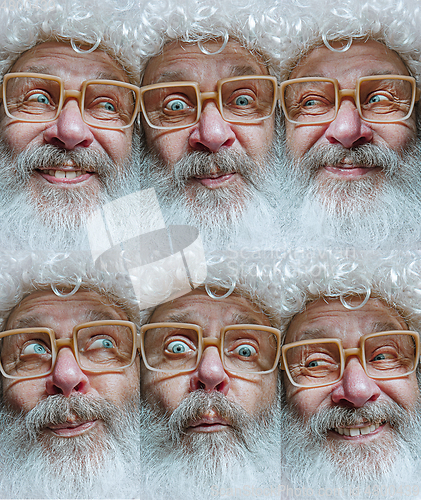 Image of Emotional Santa Claus in eyewear greeting with New Year and Christmas
