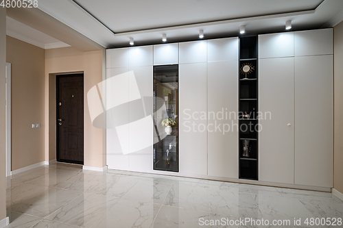 Image of Empty hallway of modern studio apartment