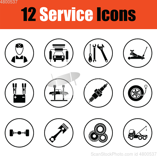 Image of Set of twelve Service station icons