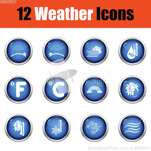 Image of Set of weather icons. Flat design tennis icon set in ui colors. 