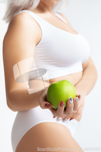 Image of Beautiful female body, concept of bodycare and lifting