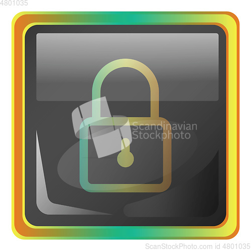 Image of Lock grey square vector icon illustration with yellow and green 