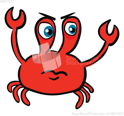 Image of Angry red crab illustration color vector on white background