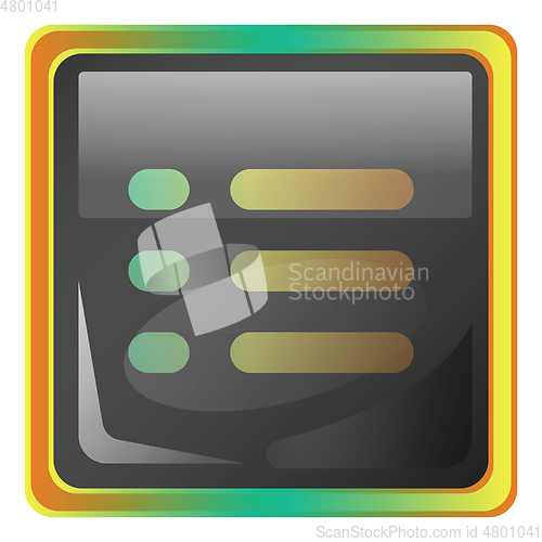 Image of Menu grey square vector icon illustration with yellow and green 