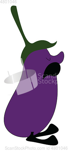 Image of Cartoon eggplant with mustache vector illustration on white back