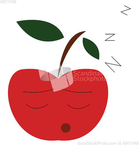 Image of A sleeping red apple vector or color illustration