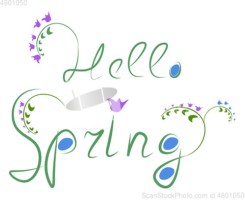 Image of Wording HELLO SPRING is written in color sketch vector or color 