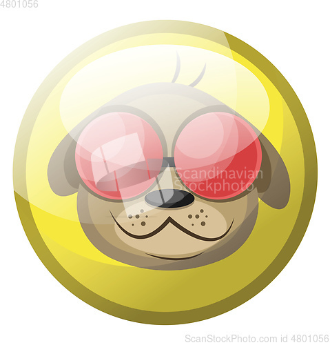 Image of Cartoon character of a brown dog with red sunglasses smiling vec