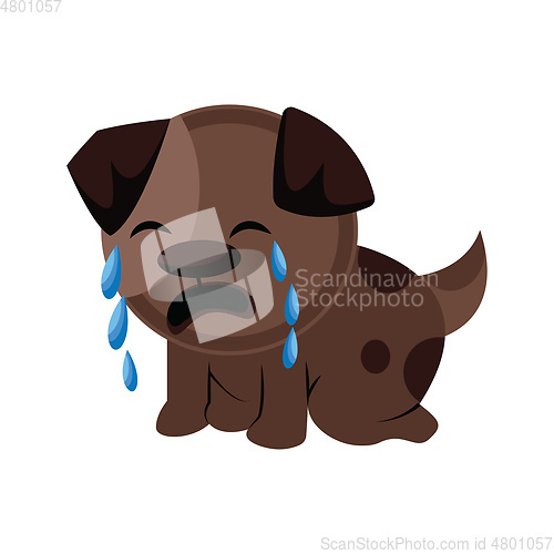 Image of Brown sad dog crying vector illustration on a white background