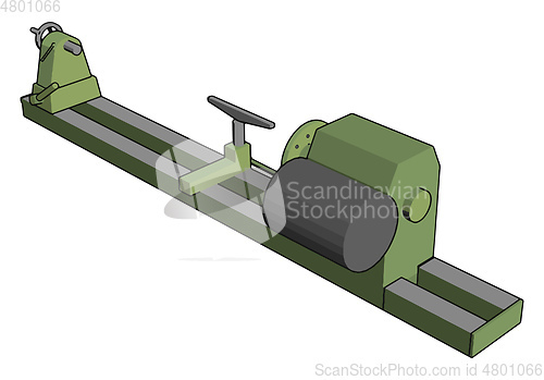 Image of Industrial green and grey lathe vector illustration on white bac