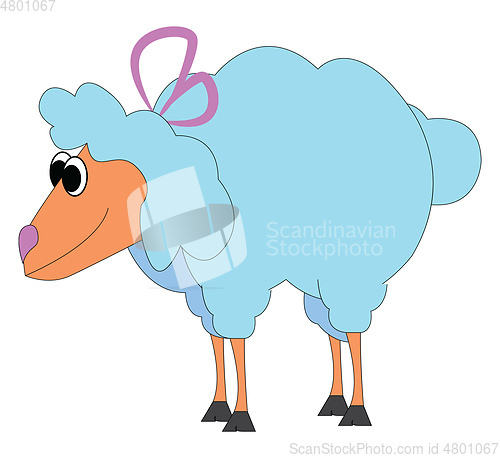 Image of A cute little blue lamb vector or color illustration