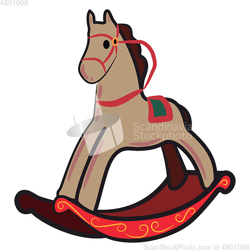 Image of Rocking horse toy Christmas gift vector or color illustration