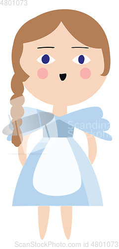 Image of Alice in a blue dress illustration color vector on white backgro