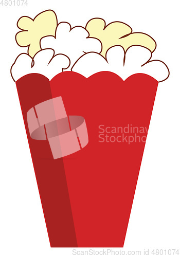 Image of Drawing of yummy popcorn in a red paper box over white backgroun