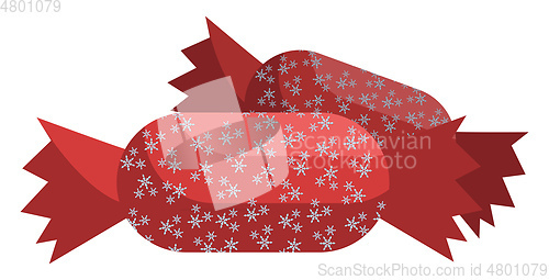 Image of Christmas candy wraped in red paper with snowflakes vector illus