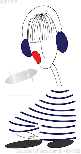 Image of Abstract portrait of a DJ with blue headphones vector illustrati