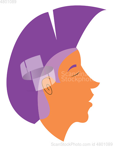 Image of A young adult in a trendy modern purple hair style vector color 