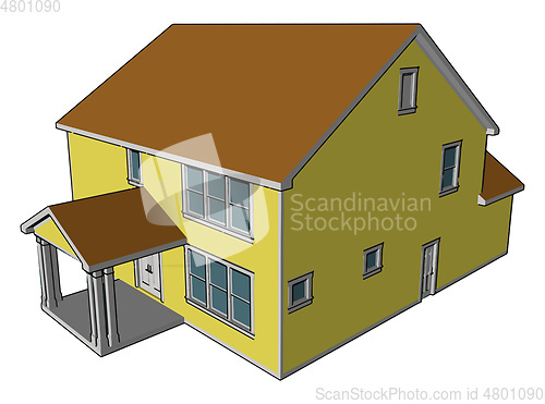 Image of A primary residence farmhouse vector or color illustration