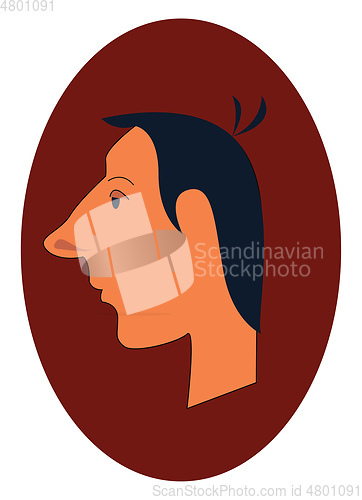 Image of Clipart of a boy with blue hair over a brown background vector o