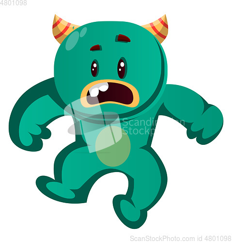 Image of Green monster is suprised vector illustration